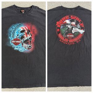 Harley Davidson LONE WOLF Spokane Double Sided TShirt Skull Black Size 4XL
